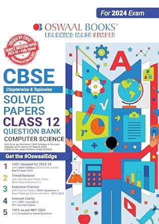 OSWAAL QUESTION BANK CHAPTERWISE & TOPICWISE CLASS 12 COMPUTER SCIENCE 