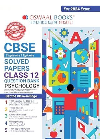 OSWAAL QUESTION BANK CHAPTERWISE & TOPICWISE CLASS 12 PSYCHOLOGY 