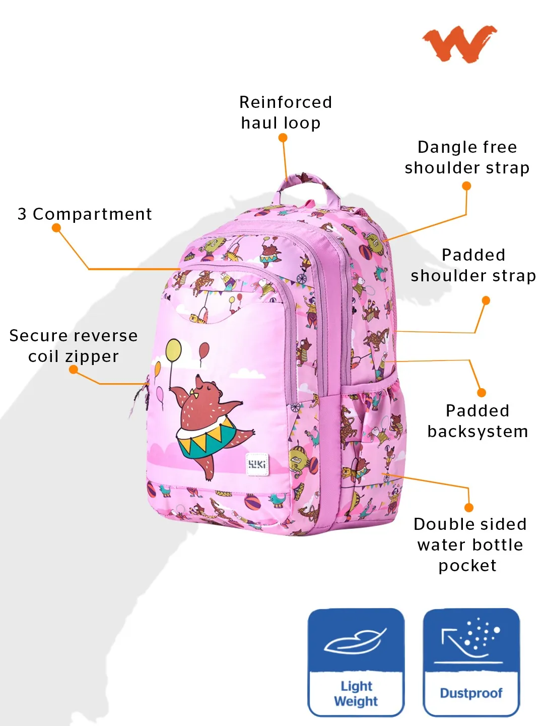 Wiki Champ 5 School Bag - Pink