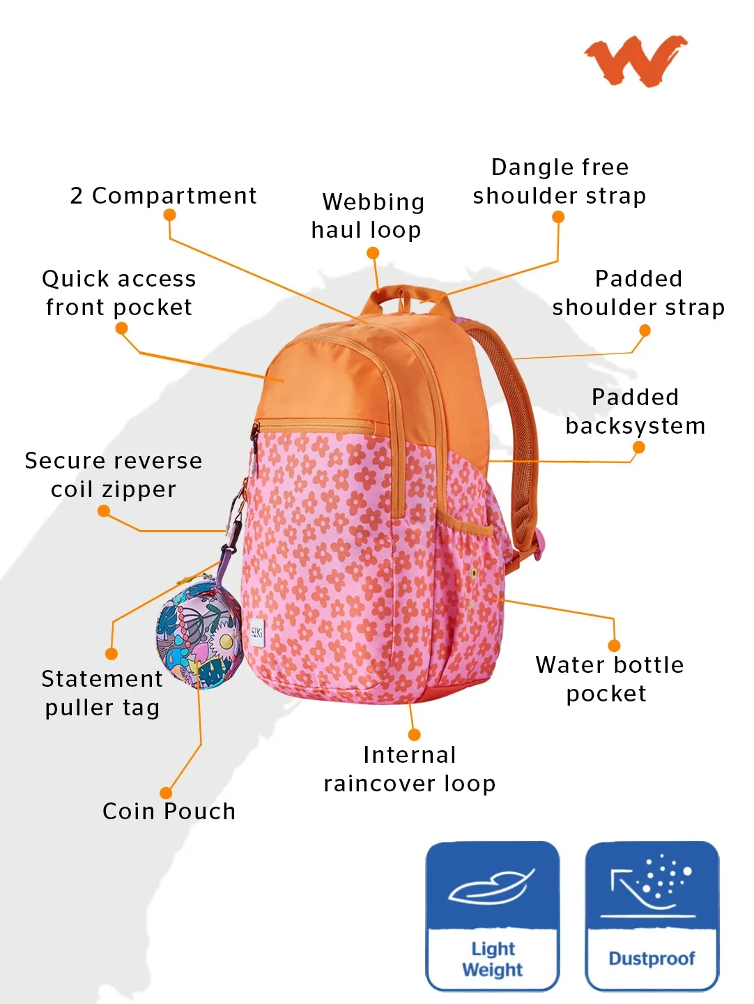 Wiki Girl 1 School Bag - Orange