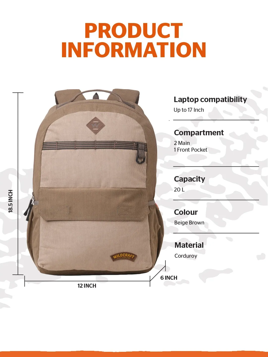 Gypsy 20 Litres Laptop Backpack-Beige Brown