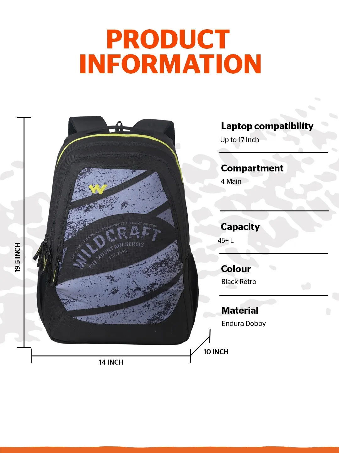 Outlander 45 Litres Laptop Backpack-Black Retro